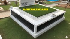 İki Kişilik Gövde Granit Sütunlu Mermer Mezar Modelleri