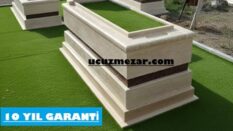 E-2 Baş Taşı Tasarım Granit Kuşaklı Traverten 5lik Blok Mezar Modeli
