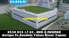 İki Kişilik Tek Şeritli Granit Vazolu Baş Taşı Koltuklu Mezar
