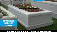 Tek Kişilik Süt beyaz Mermer Mezar