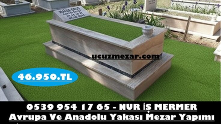 Tek Kişilik Granit Şeritli Baş Taşı Abide Traverten Mezar