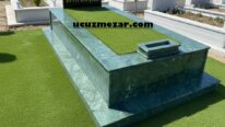 Tek Kişilik Tamamı Absolute Black Lazer Resimli  Yeşil Granit Mezar Modeli