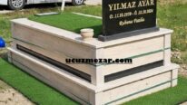 Tek Kişilik Baş Taşı Lazer Resimli Granit Baş Taşı Kuşaklı Traverten Mezar