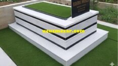 Tek Kişilik Baş Taşı Gövde Kuşaklı Tamamı Mermer Mezar Modeli