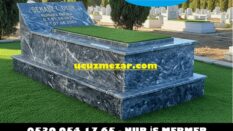 Tek Kişilik Baş Taşı Abide Eğimli Siyah Mermer Mezar Modeli