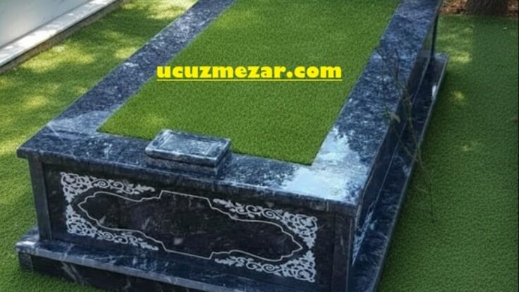 Tek Kişilik Gövdesi Desen İşlemeli Tamamı Siyah Mermer Mezar Modeli
