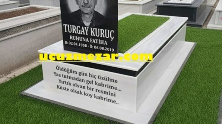 Tek Kişilik Kuşaklı Baş Taşı Lazer Resimli Mermer Mezar Modeli