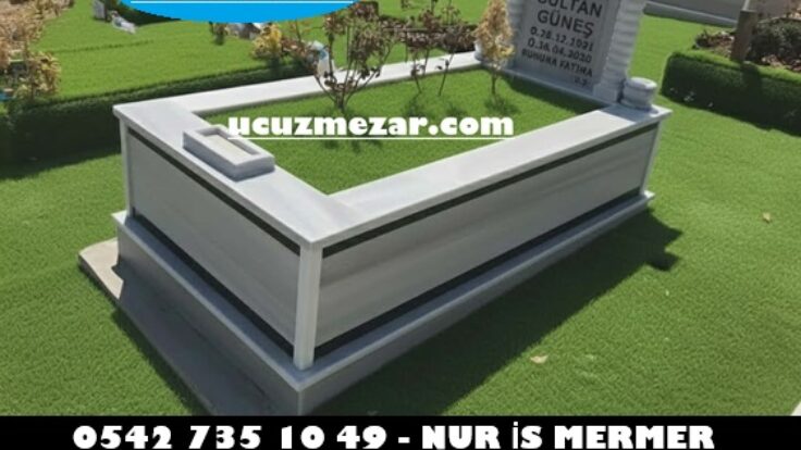 Tek Kişilik Granit Şeritli Sütunlu Mezar