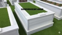 Tek Kişilik Baş Taşı Granit Sütunlu Mermer Mezar