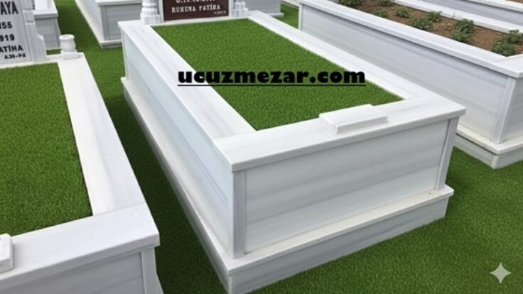 Tek Kişilik Baş Taşı Granit Sütunlu Mermer Mezar