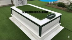 Tek Kişilik Granit Şeritli Köşebentli Mermer Mezar