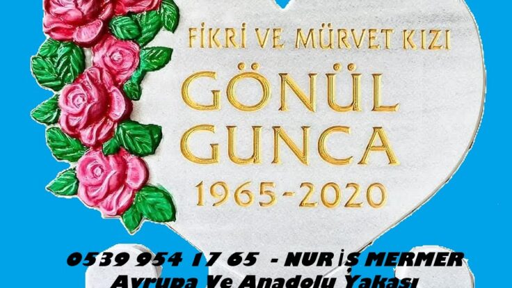 Tek Kişilik Kalp Baş Taşı Kenarları Cnc 3D Çiçek Desen İşlemeli Mezar Taşı
