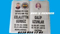 Tek Kişilik Porselen Resimli 40×80 Ölçüde Kitabe Mezar Baş Taşı Modeli