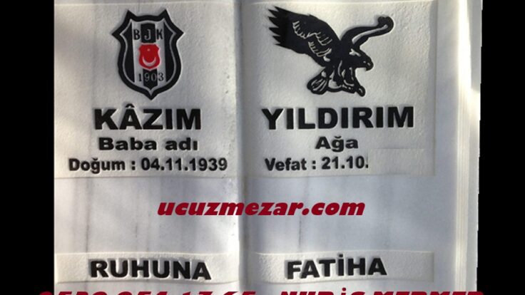 Beşiktaş Arma Logolu Kabartma Yazılı Kitabe Mezar Baş Taşı Modeli