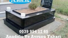 Tek Kişilik Tamamı Absolute Black Lazer Resimli Granit Mezar Modeli