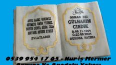 Desen İşleme Çerçeveli Kabartma Yazı Kitabe Mezar Baş Taşı Modeli