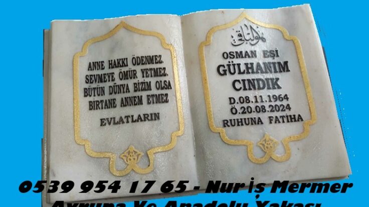 Desen İşleme Çerçeveli Kabartma Yazı Kitabe Mezar Baş Taşı Modeli