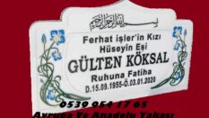 60×80 Ölçülerinde Kabartma Yazılı Kardelen Çiçek İşlemeli Mezar Baş Taşı Modeli