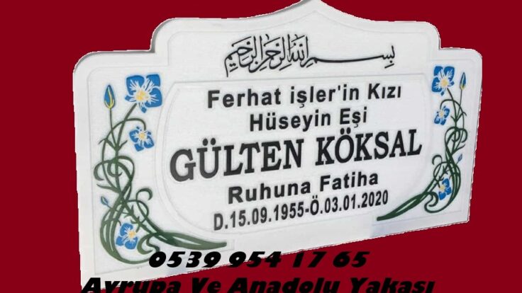 60×80 Ölçülerinde Kabartma Yazılı Kardelen Çiçek İşlemeli Mezar Baş Taşı Modeli